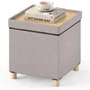 Image de GIANTEX Coffre de Rangement Pouf Pliable Tabouret à Chaussures avec Siège Rembourré et Pieds Couvercle Rabattable Beige