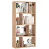 Image de Bibliothèque géométrique en bois, étagère ouverte avec 8 cubes, bibliothèque étagère de rangement