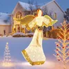 Image de GOPLUS Ange Lumineux de 160 cm Décoration de Noël Lumineuse avec Halo et Noeud avec 180 LED pour Salon Cour Jardin
