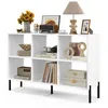 Image de GOPLUS Meuble à Casier 6 Cubes-Bibliothèque Étagère Ouverte à 3 Niveaux-5 Pieds en Métal-120x35x795cm Charge 150KG Blanc