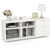 Image de GOPLUS Meuble TV 108x39x50CM pour Téléviseur Jusquà 49 avec 2 Tiroirs et 4 Compartiments-Pieds Réglables-Armoire ModerneBlanc