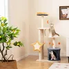Image de COSTWAY Arbre à Chat Mignon 128 CM Tour à Chats Multi-niveaux avec Poteaux à Griffer en Sisal Condo Perchoir Jouets Suspendus