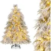Image de Costway Sapin De Noël Artificiel 146 Cm, 279 Branches Avec 150 Led Blanc Chaud, Aiguilles De Pin, Pour Fêtes