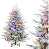 Image de Costway Sapin De Noël 147 Cm, 8 Modes D'eclairage, 436 Branches Articulées Avec 160 Led, Arbre De Décoration Pré-éclairé