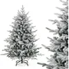 Image de Sapin de Noël Artificiel Floqué et Articulé Ø95 x 147H cm COSTWAY-160 Lumières LED Multicolores avec 8 Modes-Branches en PVC et PE