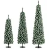 Image de Lot de 3 Sapins de Noël Artificiels COSTWAY-120+150+180 cm-Support Pied-100+120+180 LED-Fausse Neige-216+302+505 Branches-Vert