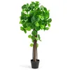 Image de COSTWAY Arbre Artificiel 110 cm de Pommier Crabe en Pot avec Tronc en Bois Véritable Branches Réglables pour Maison Bureau