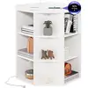 Image de Étagère d'angle 4 niveaux avec station de charge, port usb & type-c, 2 prises, 9 compartiments (blanc)