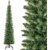 Image de Sapin de Noël LED Artificiel COSTWAY 180cm-180 Lumières Blanc Chaud-Forme de Crayon Mince-390 Branches PVC-Support en Métal Pliable