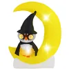 Image de Décoration dHalloween Lumineuse H155 cm - COSTWAY - Hibou Sorcier Gonflable sur Lune - Souffleur Intégré - Piquets et Sac de Sable