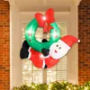 Image de COSTWAY Couronne Gonflable Lumineuse 120cm avec Père Noël et Noeud Rouge 5 Lumières LED Décoration de Noël pour Intérieur