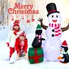 Image de COSTWAY Bonhomme de Neige Gonflable de Pingouins 180 cm avec Lumières LED Décoration de Noël Gonflable avec Souffleur dair