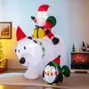 Image de COSTWAY Décoration de Noël Gonflable Lumineuse 210cm Père Noël Ours Polaire avec Tête Dynamique Pingouin pour Salon Jardin Cour