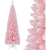 Image de COSTWAY Sapin de Noël Artificiel Rose 180 cm 460 Branches Support en Métal Pliable Décoration Arbre de Noël Floqué de Neige