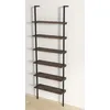 Image de Costway Bibliothèque Étagère Echelle À 6 Niveaux,etagère Murale Cadre En Métal, Style Industriel, 20x60x183cm Marron