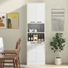 Image de Buffet de Cuisine de 190 cm de Haut - COSTWAY - Portes et Etagères - Charnières de Sécurité - Kits Anti-basculement - Blanc