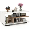 Image de Table Basse à 3 Niveaux avec Rangement COSTWAY Etagère Centrale en  L’ pour Salon Bureau Chambre 90 x 50 x 42 cm Blanc