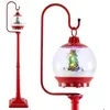 Image de COSTWAY Lampadaire Musical de Noël de 173 cm -Lanterne à Boule de Neige Activée par le Son - Père Noël Cerf Bonhomme de Neige