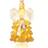 Image de COSTWAY Sapin de Noël Artificiel Illuminé de 157 cm en Forme d'Ange avec 150 LED Blanc Chaud Feuilles Dorées Base en Métal
