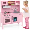 Image de Cuisine enfant avec 18 accessoires, sonore, machine à glaçons, micro-ondes, kit anti-basculement (rose)