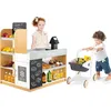 Image de COSTWAY Supermarché en Bois pour Enfants avec Chariot de Courses 2 Tableaux Noirs Caisse Enregistreuse Étagères de Présentation