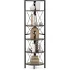 Image de Costway étagère d'angle, bibliothèque étagère polyvalente pour présentoir d'angle à 5 niveaux avec cadre en métal, design industriel, étagère de rangement pour plantes, bureau, salon (gris chêne)