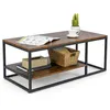 Image de COSTWAY Table Basse Industrielle à 2 Niveaux Étagère de Rangement Table Rectangulaire 105 cm en Bois pour Salon Marron Rustique