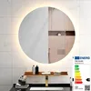 Image de COSTWAY Miroir LED Salle de Bain Ø60 cm 3000-6000k Luminosité Réglable Tactile Function Mémoire Support de Rangement