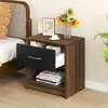 Image de COSTWAY Table de Chevet avec Tiroirs Étagère de Rangement Ouverte pour Chambre à Coucher Salon Bureau 385x28x405cm Marron