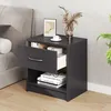 Image de COSTWAY Table de Chevet avec Tiroirs Étagère de Rangement Ouverte pour Chambre à Coucher Salon Bureau 385x28x405cm Gris