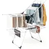 Image de Étendoir linge intérieur, séchoir à linge en métal à 2 niveaux, ailes réglables en hauteur, 33 rails de séchage, pinces à chaussettes