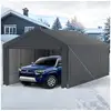 Image de Abri tente garage 3x6 m, tente de stockage, carport résistant aux intempéries, pour fêtes, stands de marché, bateaux,voitures, gris