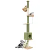 Image de Arbre à Chat du Sol au Plafond COSTWAY Hauteur Réglable 218-253 cm Tour pour Chat à 5 Niveaux Condo Griffoirs en Sisal Echelle