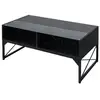 Image de Costway table basse moderne, table de salon avec luminère led télécommodée, 4 compartiments ouverts, plateau en verre trempé, design marbre, cadre en métal (noir)