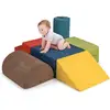 Image de Costway 6 blocs de construction en mousse, housse en tissu chenille, jouets d'éveil pour ramper grimper (coloré)