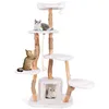 Image de COSTWAY Arbre à Chat Multi-niveaux en Bois 168 CM Perchoirs Condo Griffoirs en Jute Corde en Sisal Peluche Balle Suspendue