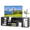 Image de COSTWAY 60 Meuble TV 2 Pcs Modulaires Meuble TV Angle pour Recoin Combination Libre Meuble TV Angle pour Salon Chambre Noir