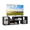 Image de Costway meuble tv 2 pcs modulaires, meuble tele pour tv 505560 pouces, meuble tv angle pour recoin, meuble tv bois extensible, étagère bibliothèque modulable pour salon, chambre (noir)