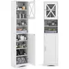 Image de Costway armoire de salle de bain de 170 cm de haute, meuble de rangement, colonne, 5 étagères réglables, placards à porte, 2 compartiments, gain de place, 30 x 40 x 170 cm, blanc