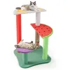 Image de Arbre à Chat Multi-niveaux 69CM COSTWAY Tour pour Chat Mignon Plateformes en Forme de Fruits Balle Suspendue en Fraise Griffoir