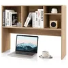 Image de COSTWAY Bibliothèque à Poser sur Table Etagère de Rangement de Comptoir 4 Compartiments et Compartiment Arrière Ouvert Naturel