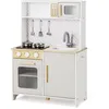 Image de COSTWAY Cuisine de Jeu pour Enfants en Bois avec Lumières & Sons Micro-Ondes Evier Four 60 x 30 x 85 cm