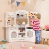 Image de COSTWAY Cuisine de Jeu dAngle en Bois pour Enfants 3 Ans+ 18 Accessoires avec Lumières et Sons Machine à Café Micro-Ondes