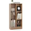 Image de Costway bibliothèque etagère à 5 cases, meuble de rangement autoportant avec 2 kits anti-basculement, etagère d'affichage en bois de 50 cm, pour salon, chambre, chambre d'enfant, bureau, naturel