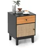 Image de COSTWAY Table de Chevet avec Tiroir et Porte Pieds en Bois Table de Nuit Rétro pour Salon Chambre 40 x 39 x 55 cm