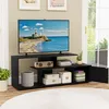 Image de COSTWAY 55 Meuble TV à 3 Niveaux 1 Porte et Étagère Ouverte Centre de Divertissement pour Salon Chambre Noir