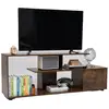 Image de Costway meuble tv, meuble télé pour 55 au max, design s, rangement ouvert, grand compartiement, petite armoire à porte, meuble tv moderne pour salon, chambre (marron rustique)