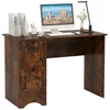 Image de COSTWAY Bureau dOrdinateur avec 2 Tiroirs de Rangement 109 x 50 x 75 cm Simple et Moderne Marron
