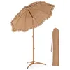 Image de COSTWAY Parasol de Plage Hawaïen Inclinable  200xH218cm en Chaume PP avec Base Pied Pliant 8 Baleines Sac de Transport pour
