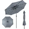 Image de Costway Parasol Ø 300 Cm, Lumineux Solaire Avec 24 Led, Manivelle Et 8 Baleines Métalliques Robustes(gris)